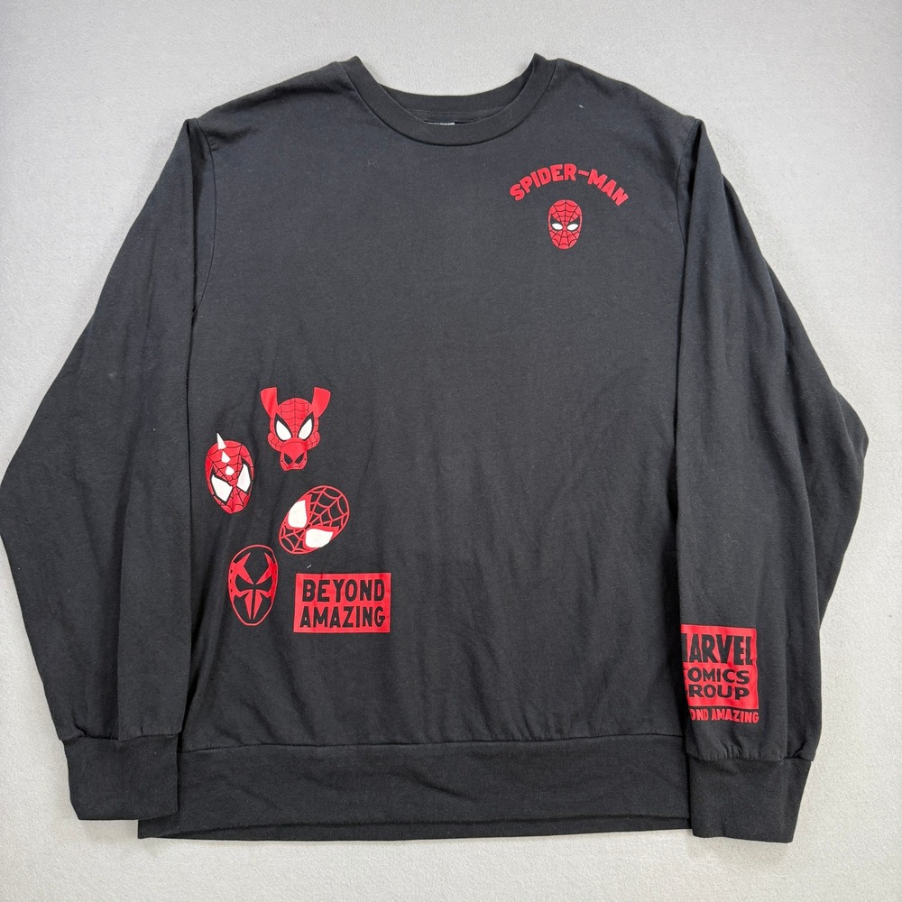Marvel Spider-Man Sweatshirt Mens 2XL Black Across the Spider-Verse Graphic Crew